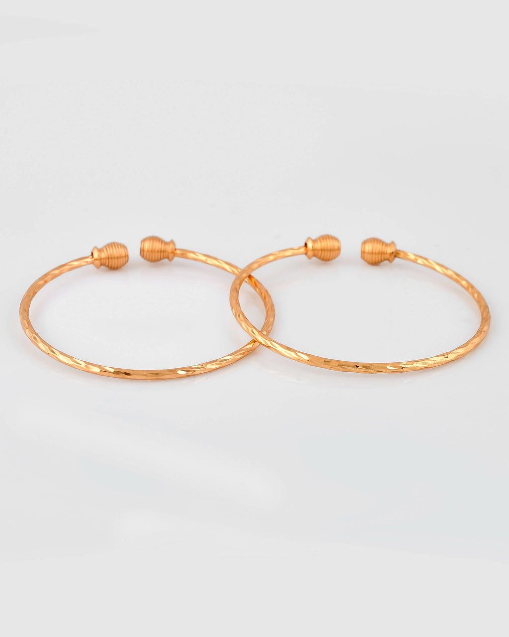 VOJ Stainless Steel Gold-Polished Bangle Set (Pack of 2)