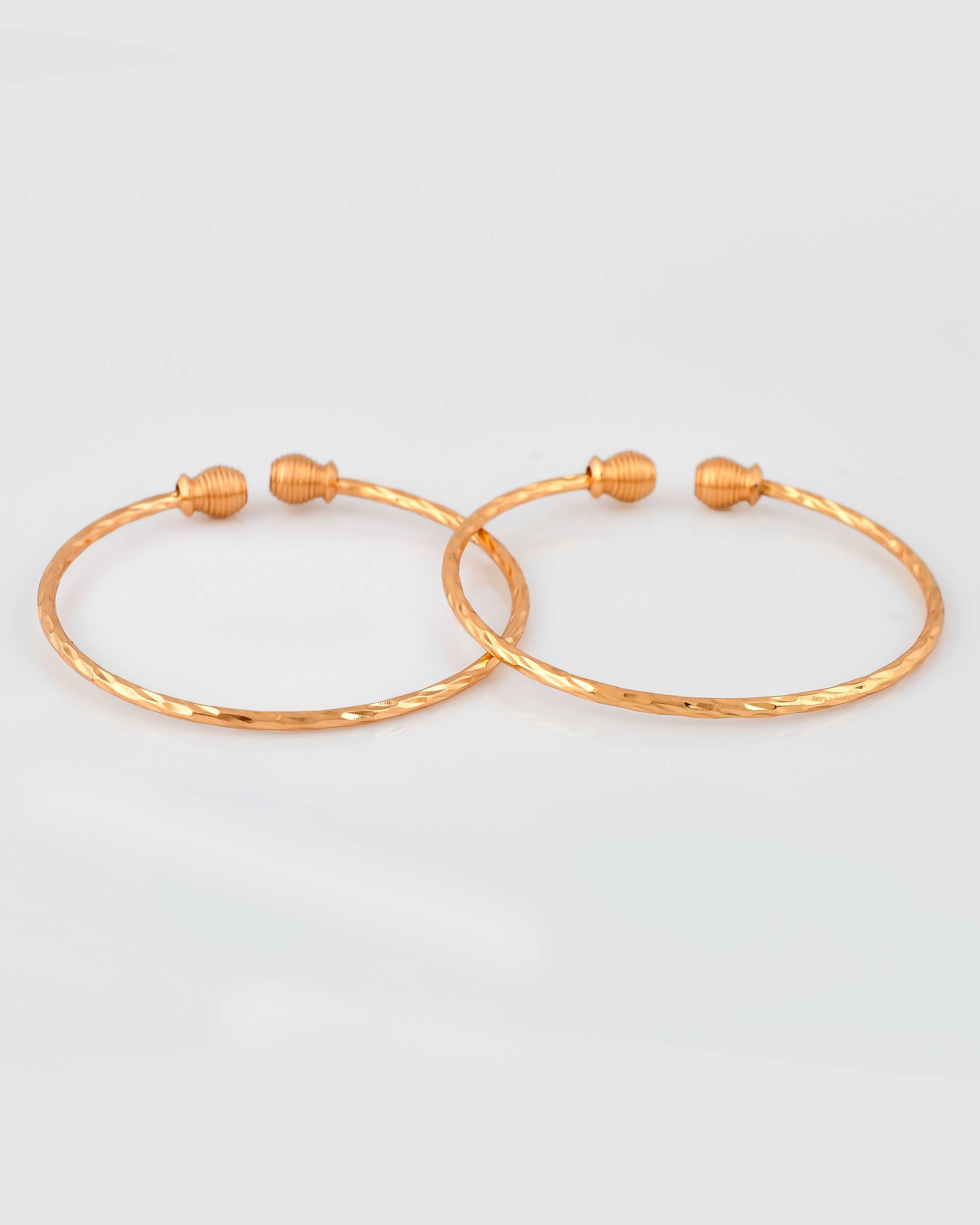 VOJ Stainless Steel Gold-Polished Bangle Set (Pack of 2)