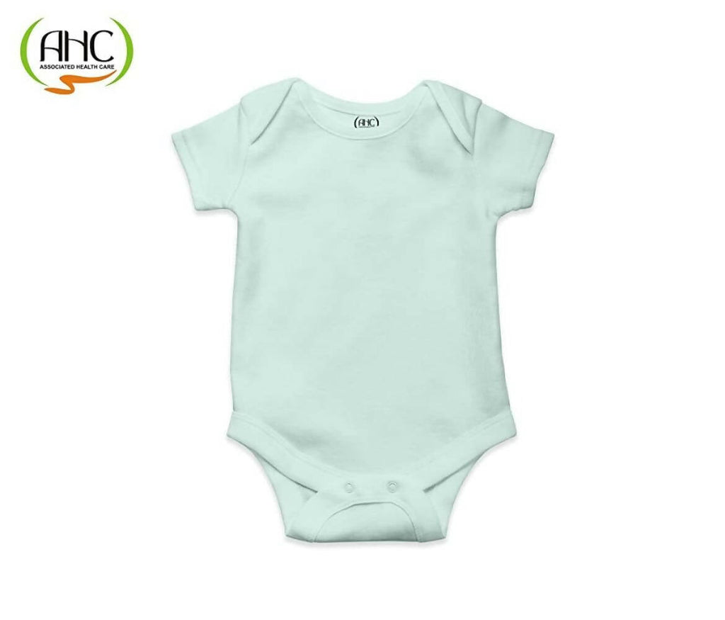 AHC Soft Cotton Short-Sleeve Bodysuits Solid Onesies New Born Infant Dress - Pink/Yellow/Green