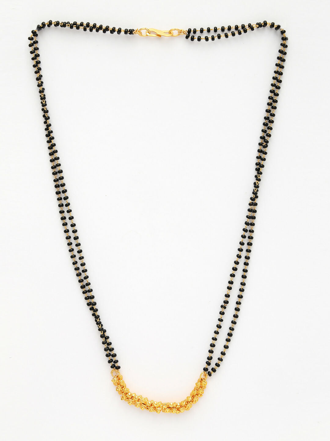 NVR Women's Set of 5 Gold-Polished CZ Stone-Studded & Beaded Mangalsutra