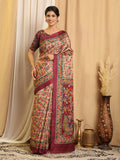 Shivam Fabrics Multi Color Tussar Silk Fabric Printed Saree