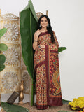 Shivam Fabrics Beige Tussar Silk Fabric Printed Saree