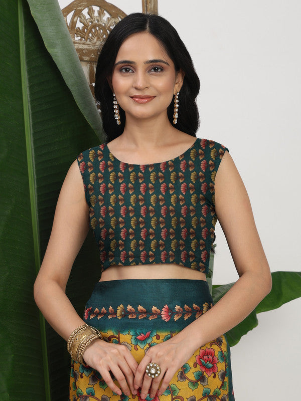 Shivam Fabrics Yellow Tussar Silk Fabric Printed Saree