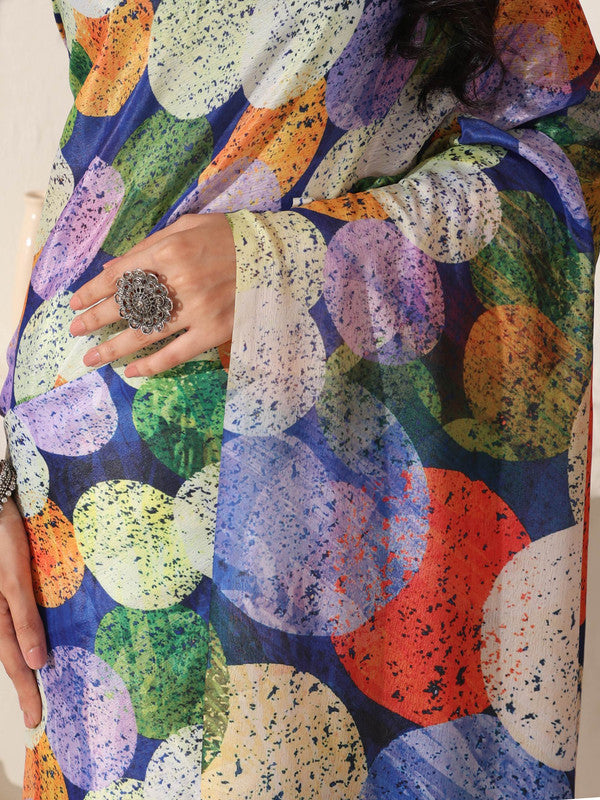 Shivam Fabrics Multi Color Turkey Fabric Printed Saree