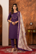 Sonakshi Women's Wine Marina Silk Multi Embroidered Thread With Hand Work Kurta Set With Dupatta