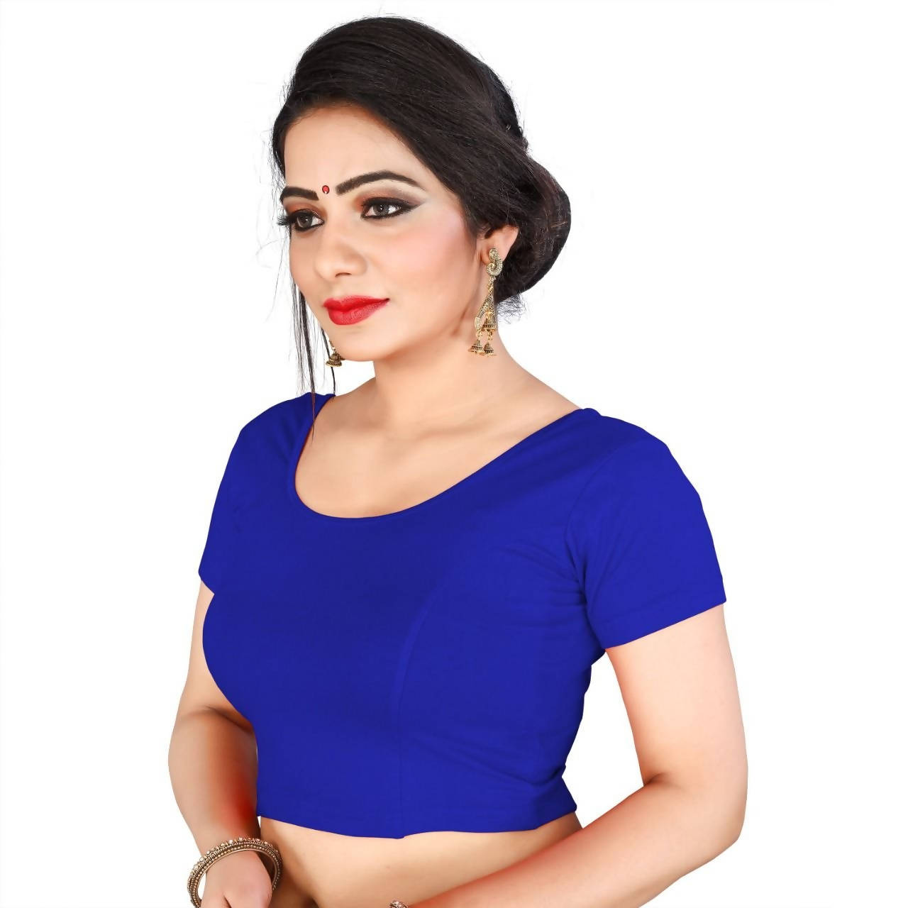 Vamika Blue Lycra Plain Blouse