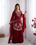 Lehenga Mart Designer Wedding Wear Sharara Suit For Women - Red