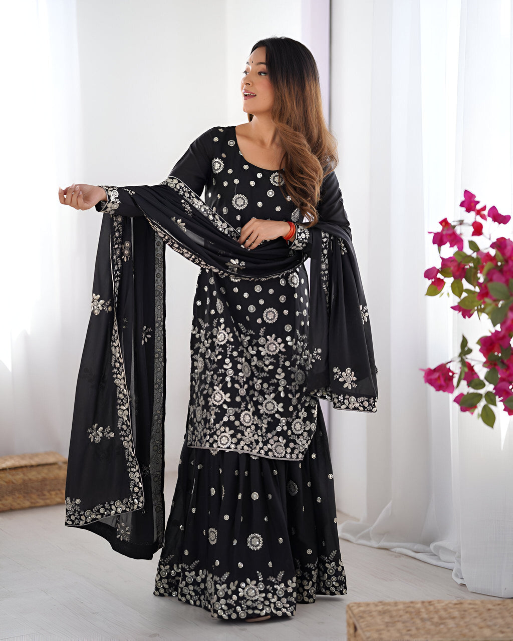 Lehenga Mart Designer Sharara Suit for women - Black