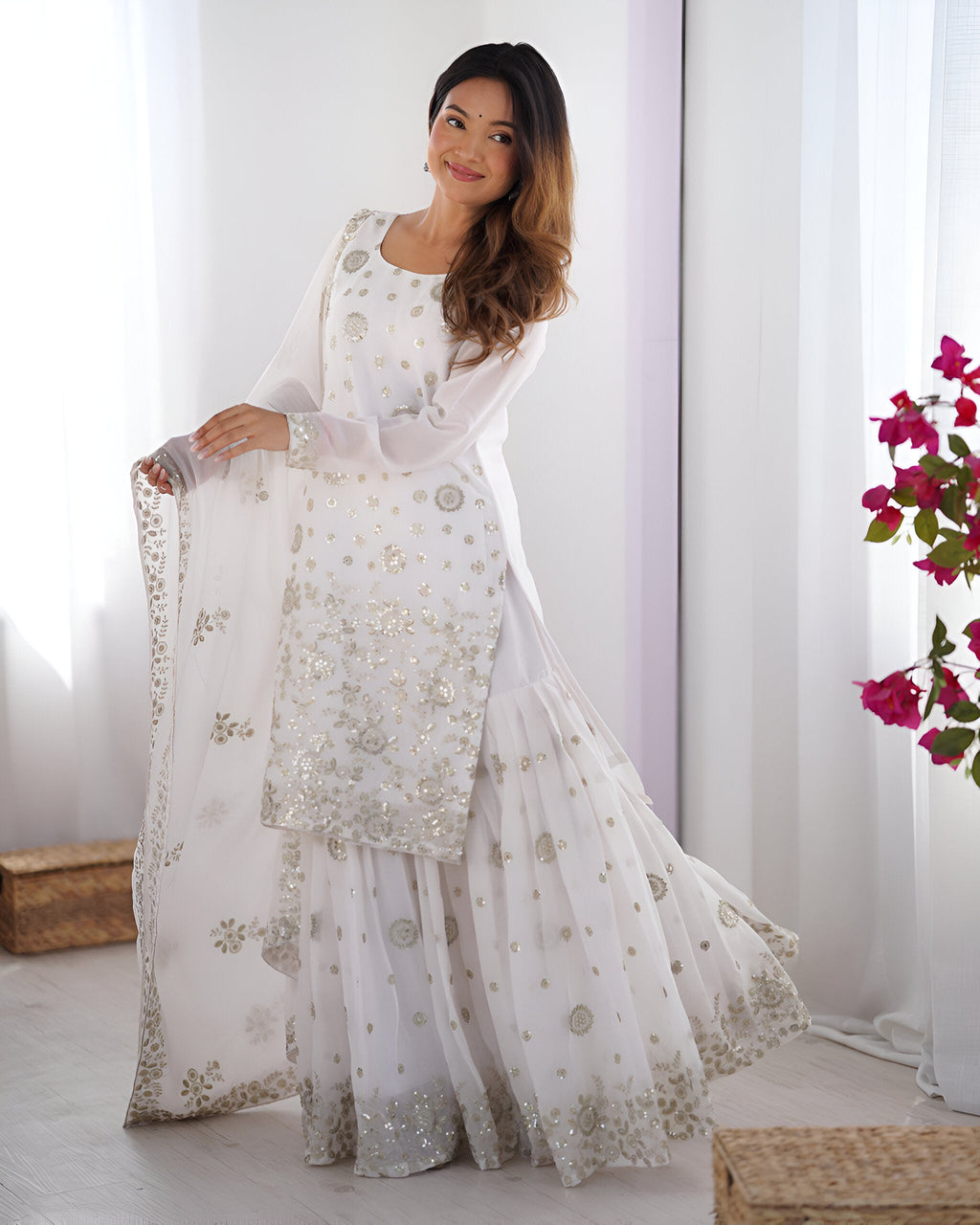 Lehenga Mart Designer Sharara Suit for women - White