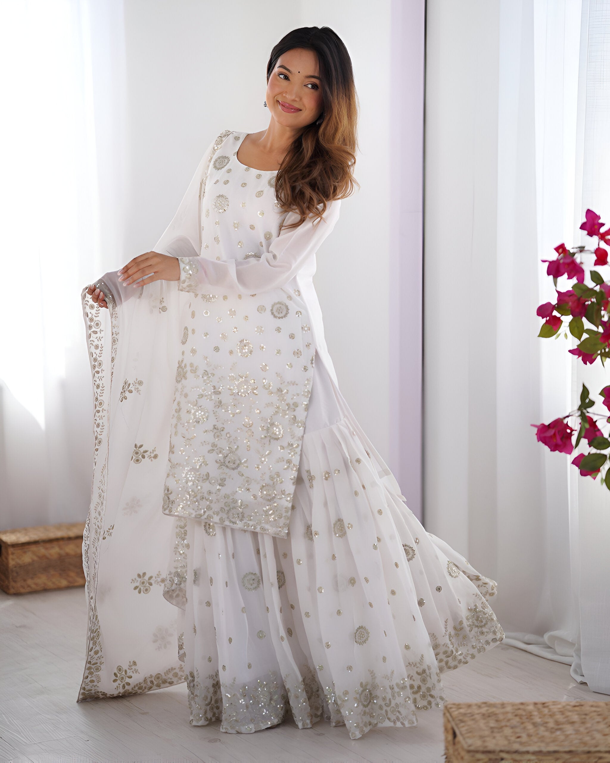 Lehenga Mart Designer Sharara Suit for women - White