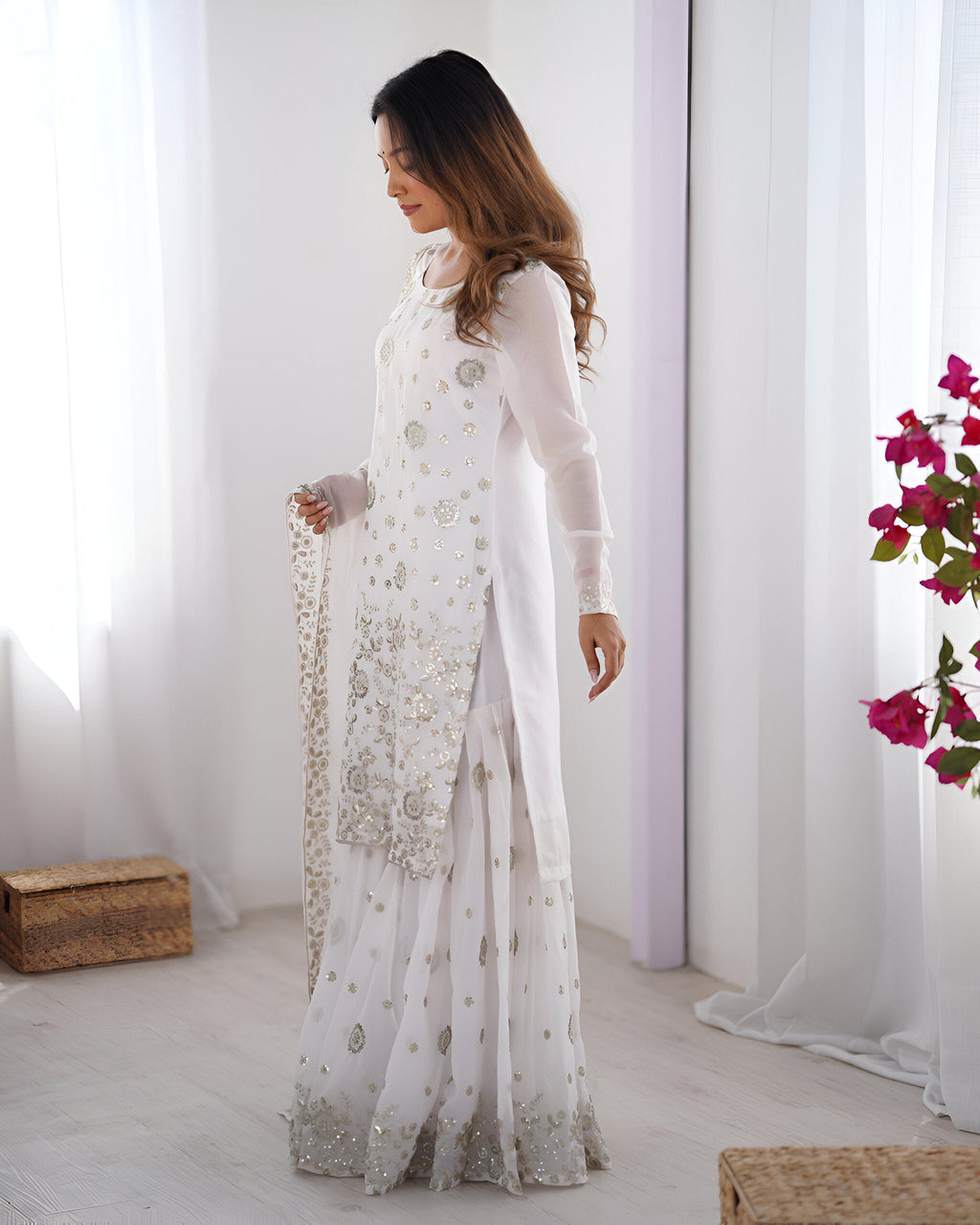 Lehenga Mart Designer Sharara Suit for women - White