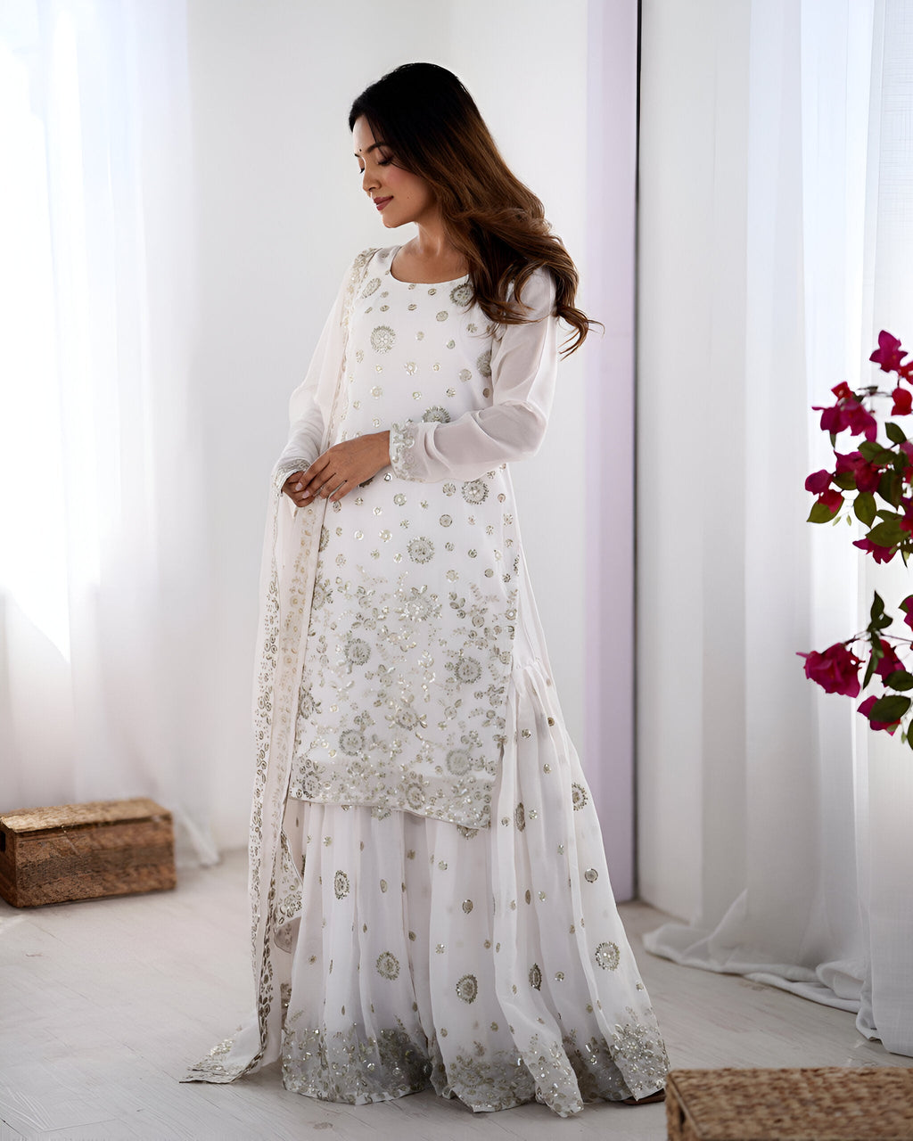 Lehenga Mart Designer Sharara Suit for women - White