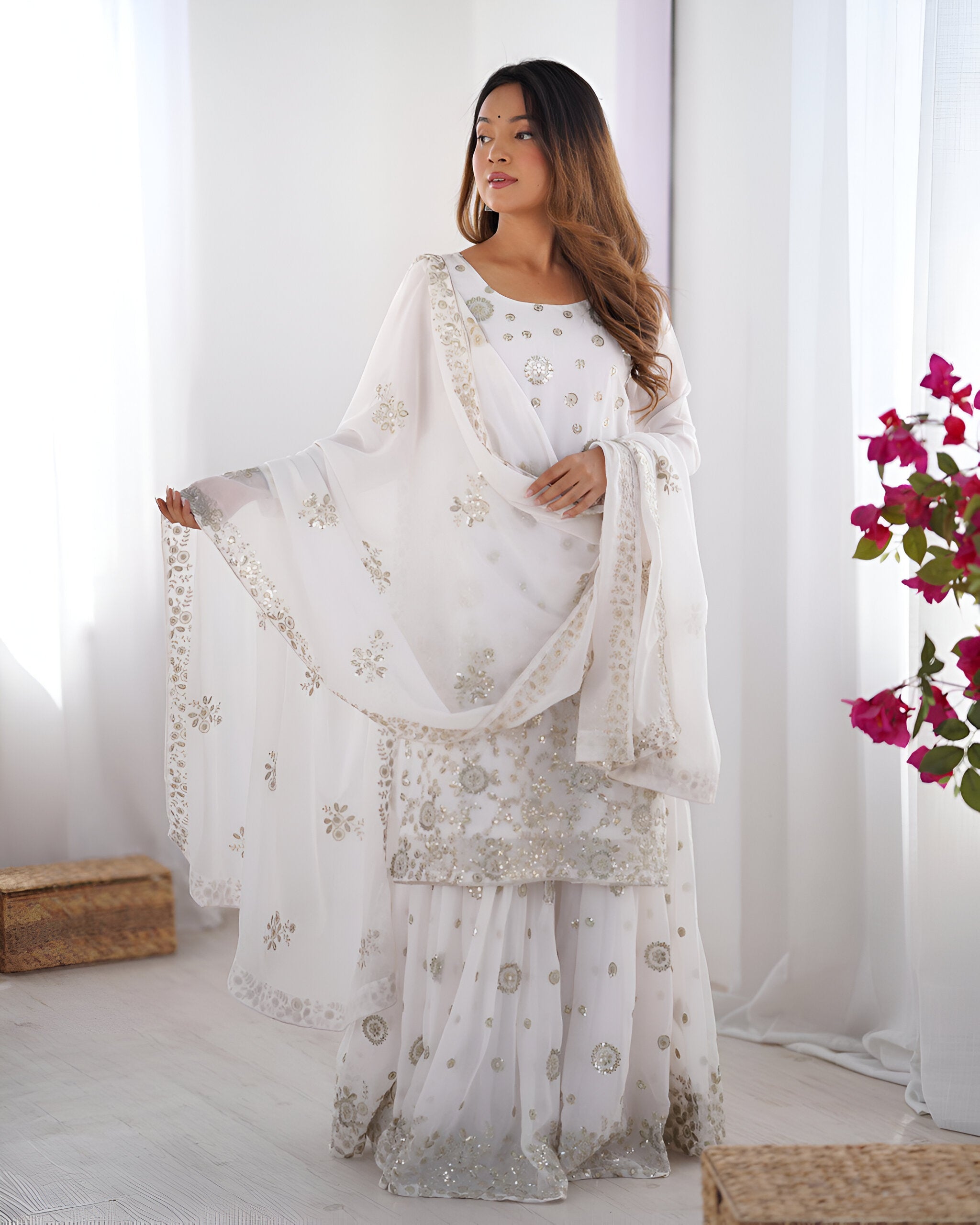 Lehenga Mart Designer Sharara Suit for women - White