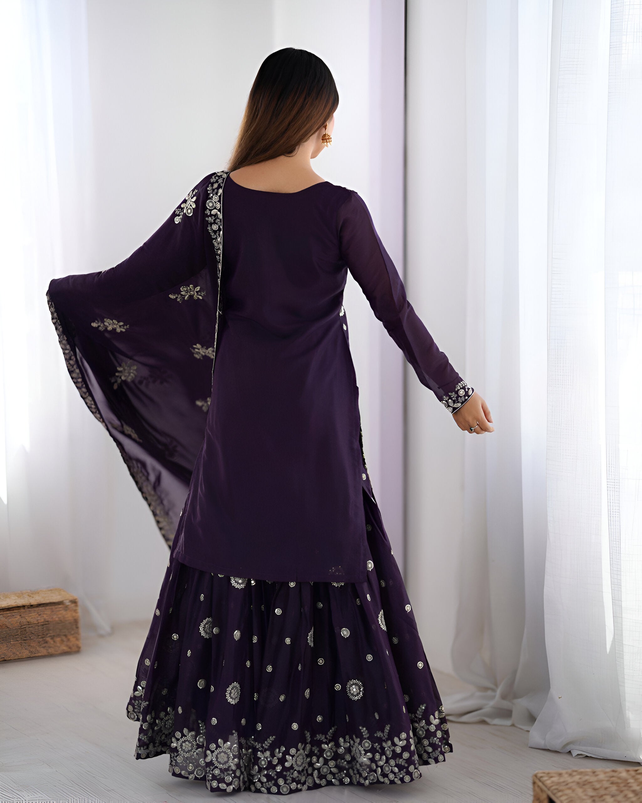 Lehenga Mart Designer Sharara Suit for women - wine