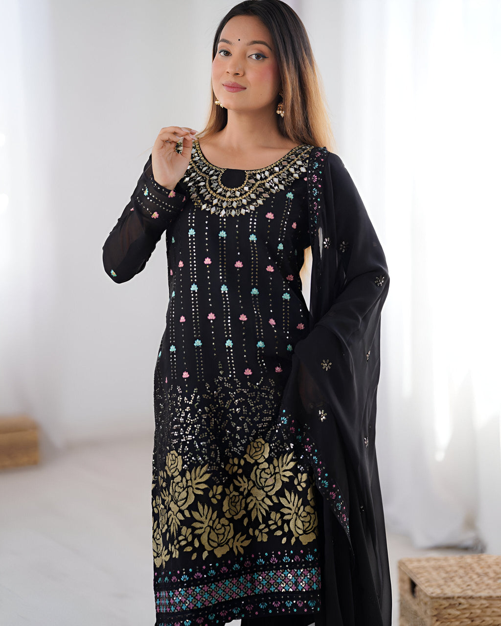 Lehenga Mart Designer Salwar Suit for Women or Girls - Black