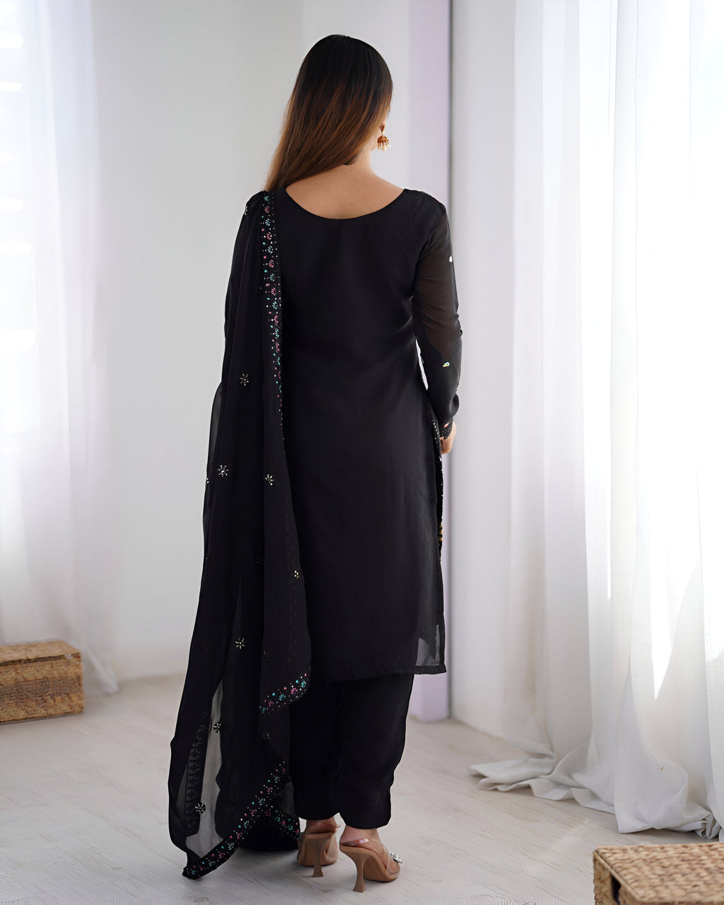 Lehenga Mart Designer Salwar Suit for Women or Girls - Black