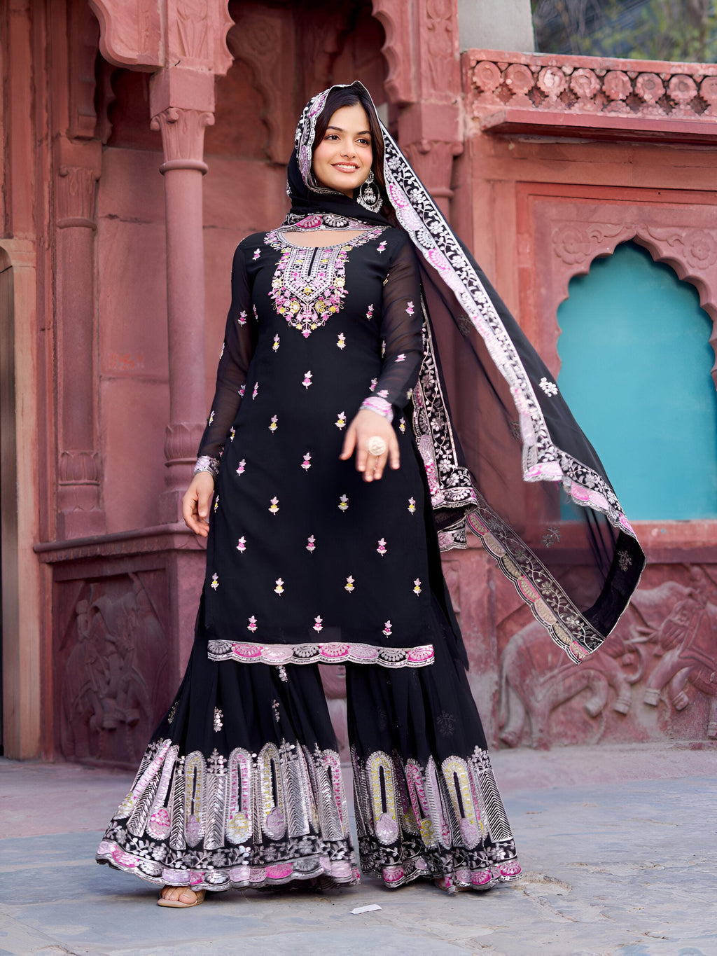 Lehenga Mart Designer Sharara Suit for women - Black