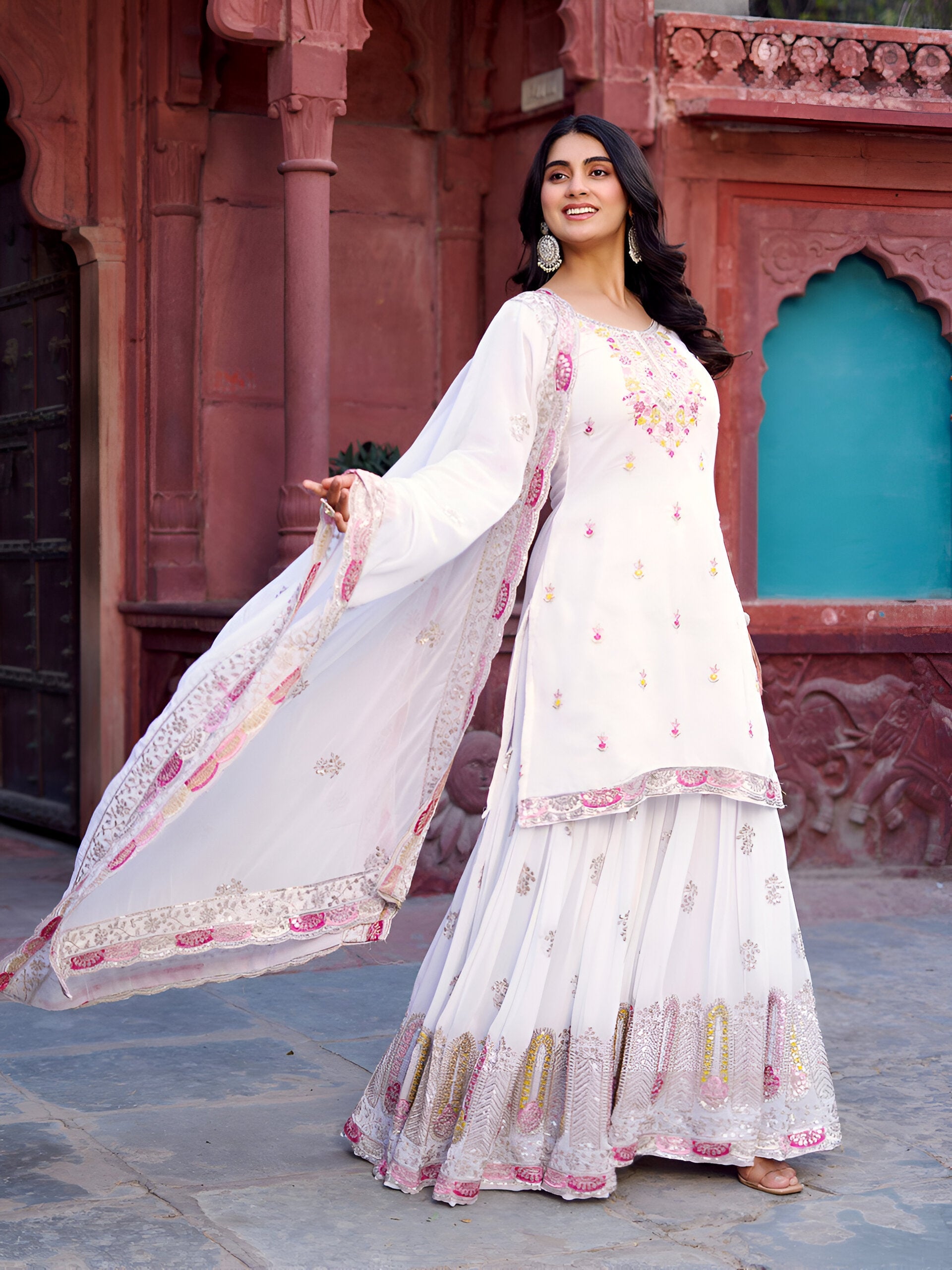 Lehenga Mart Designer Sharara Suit for women - White