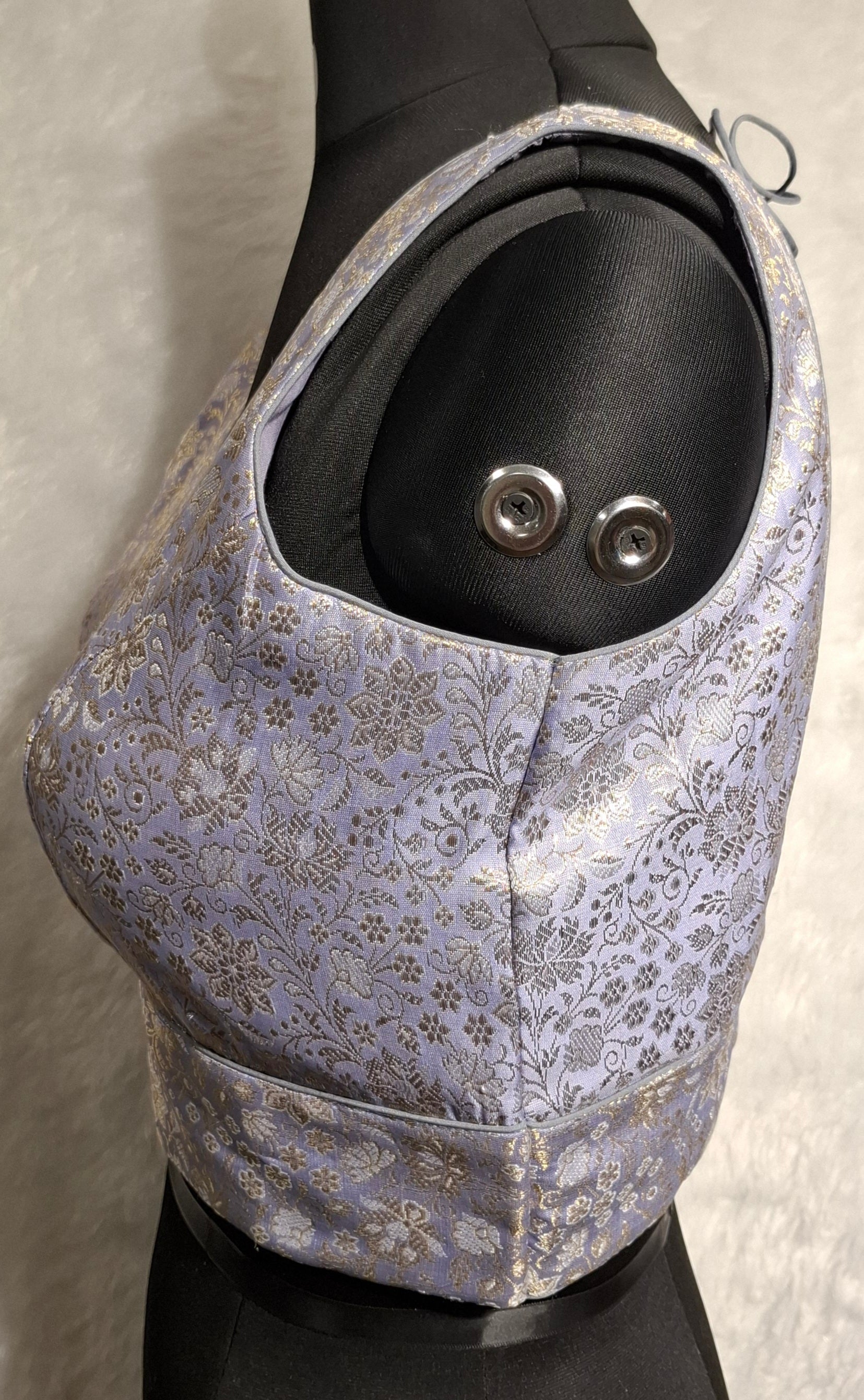 Kia Fashions Mauve Benarsi With Gold & Silver Weave Readymade Blouse