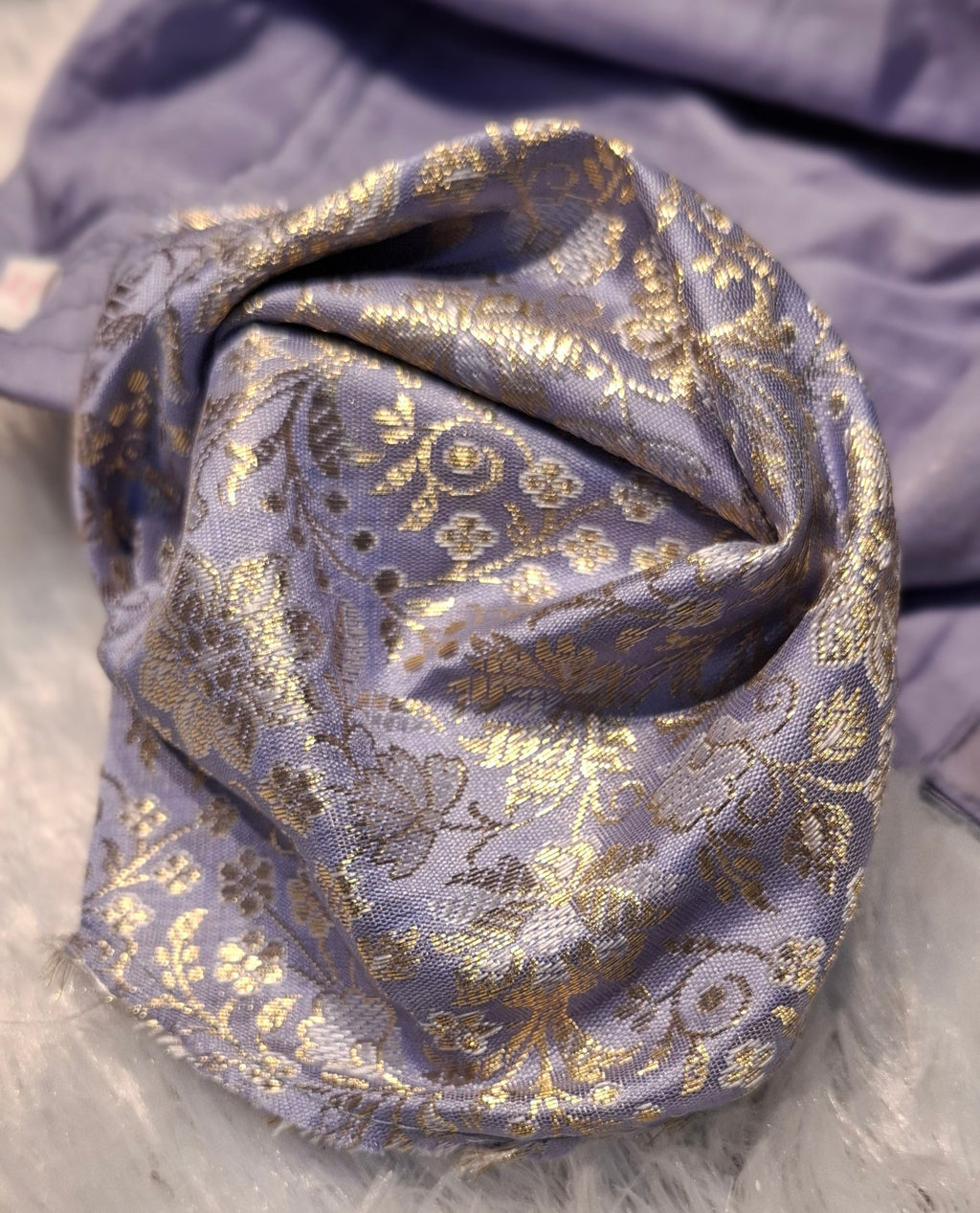 Kia Fashions Mauve Benarsi With Gold & Silver Weave Readymade Blouse