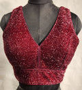 Kia Fashions Maroon Terry Shine Fabric Readymade Blouse