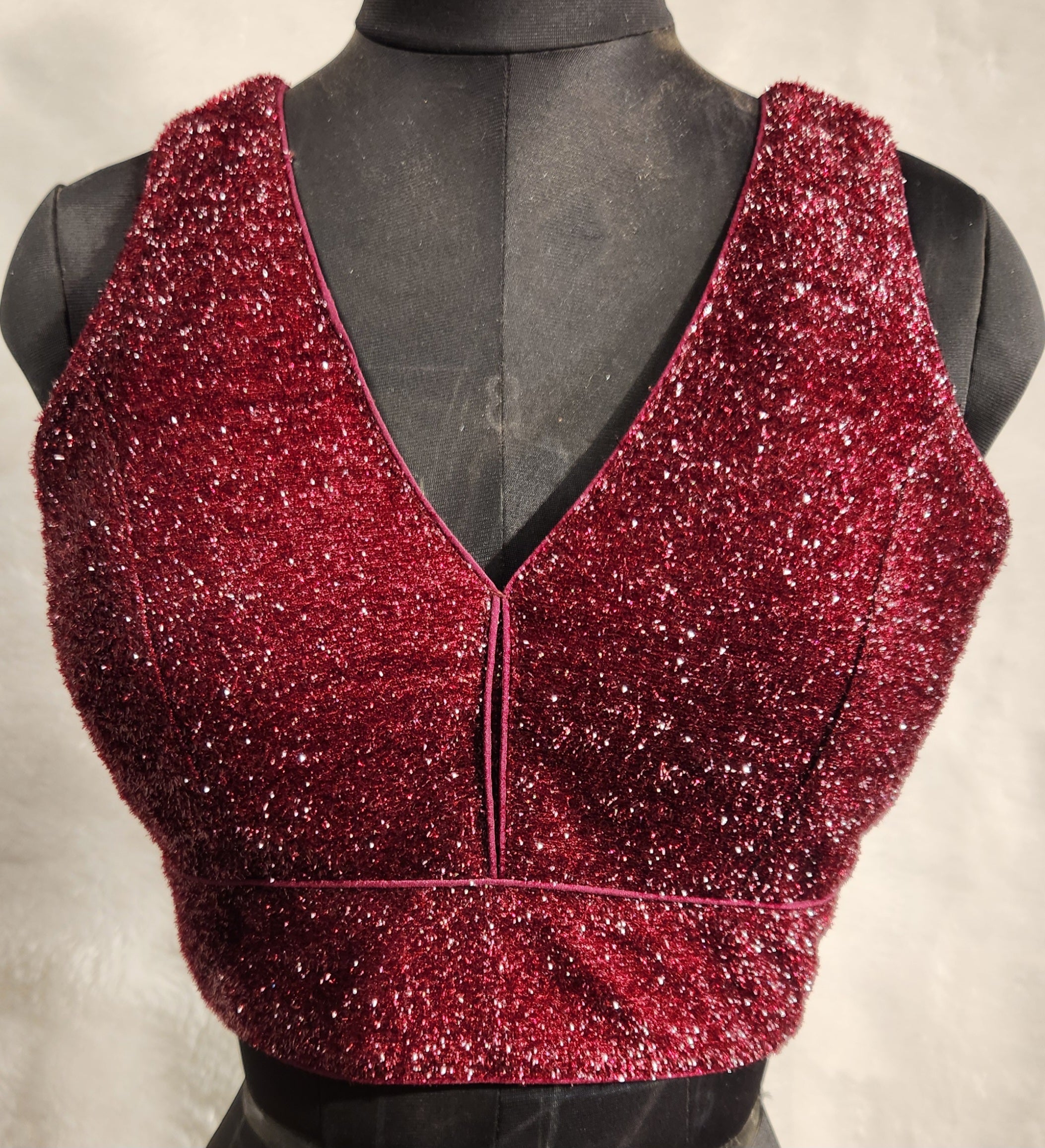 Kia Fashions Maroon Terry Shine Fabric Readymade Blouse
