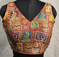Kia Fashions Rust Jacquard Weave Multi Color Weave Readymade Blouse