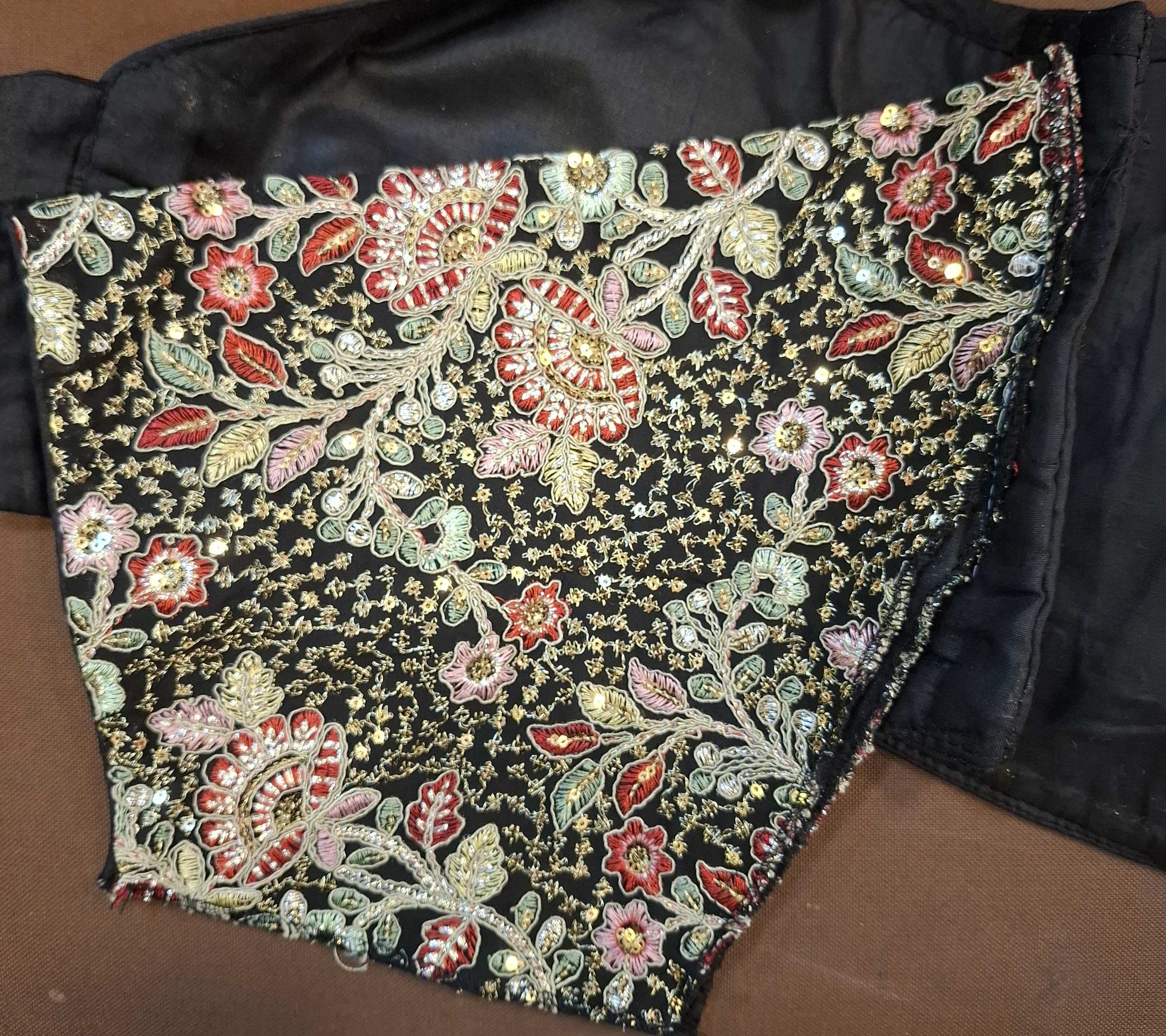 Kia Fashions Black Georgette Multi Color Emb & Sqn Readymade Blouse
