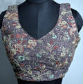 Kia Fashions Dusty Mauve Georgette Multi Color Emb & Sqn Readymade Blouse