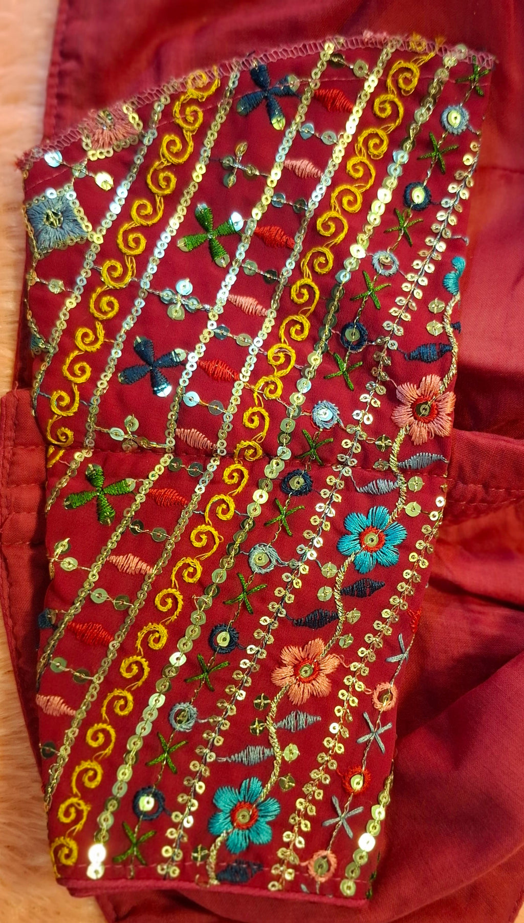 Kia Fashions Hot Pink Multi Color Embroidered Readymade Blouse