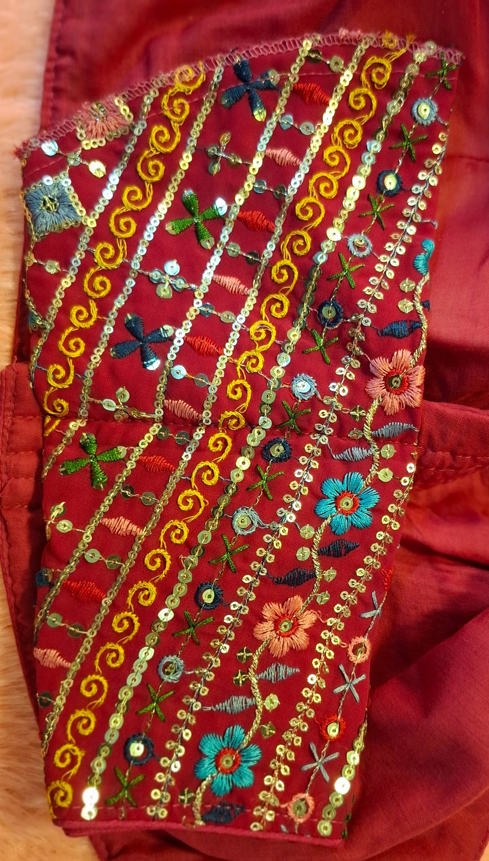 Kia Fashions Hot Pink Multi Color Embroidered Readymade Blouse