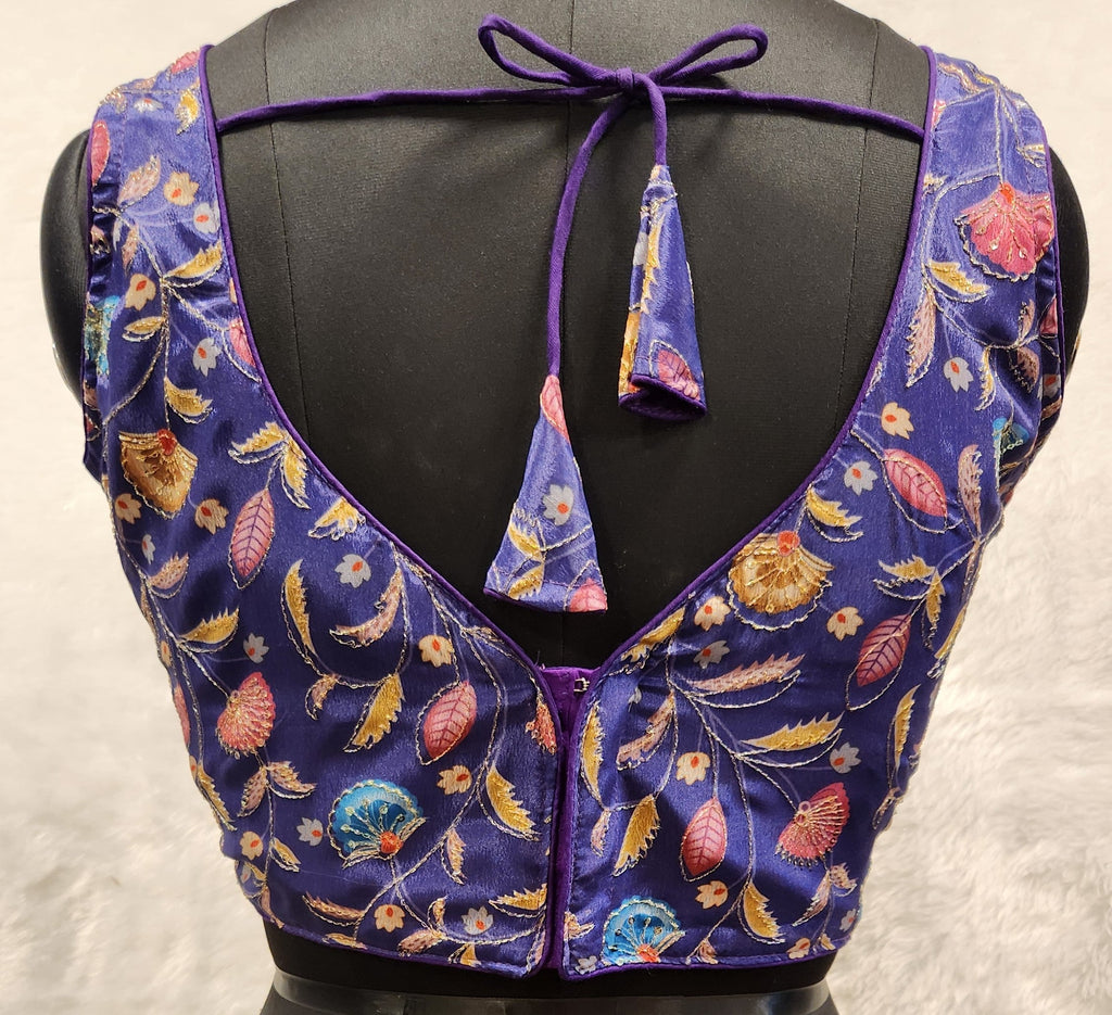 Kia Fashions Purple - Eggplant Sequins & Zari Embroidered Readymade Blouse