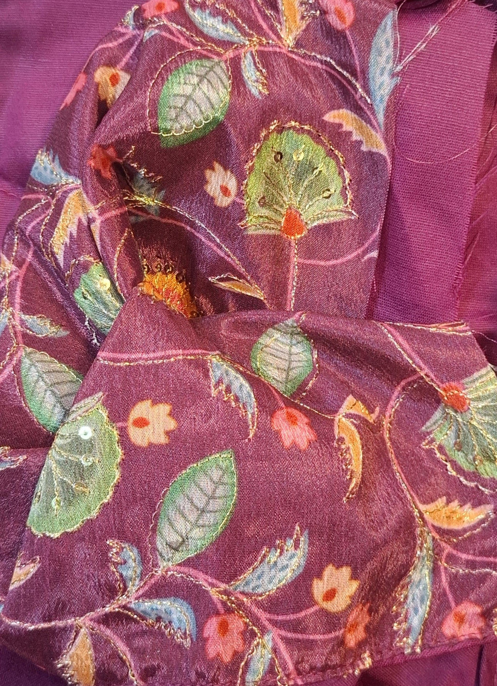 Kia Fashions Wine Sequins & Zari Embroidered Readymade Blouse