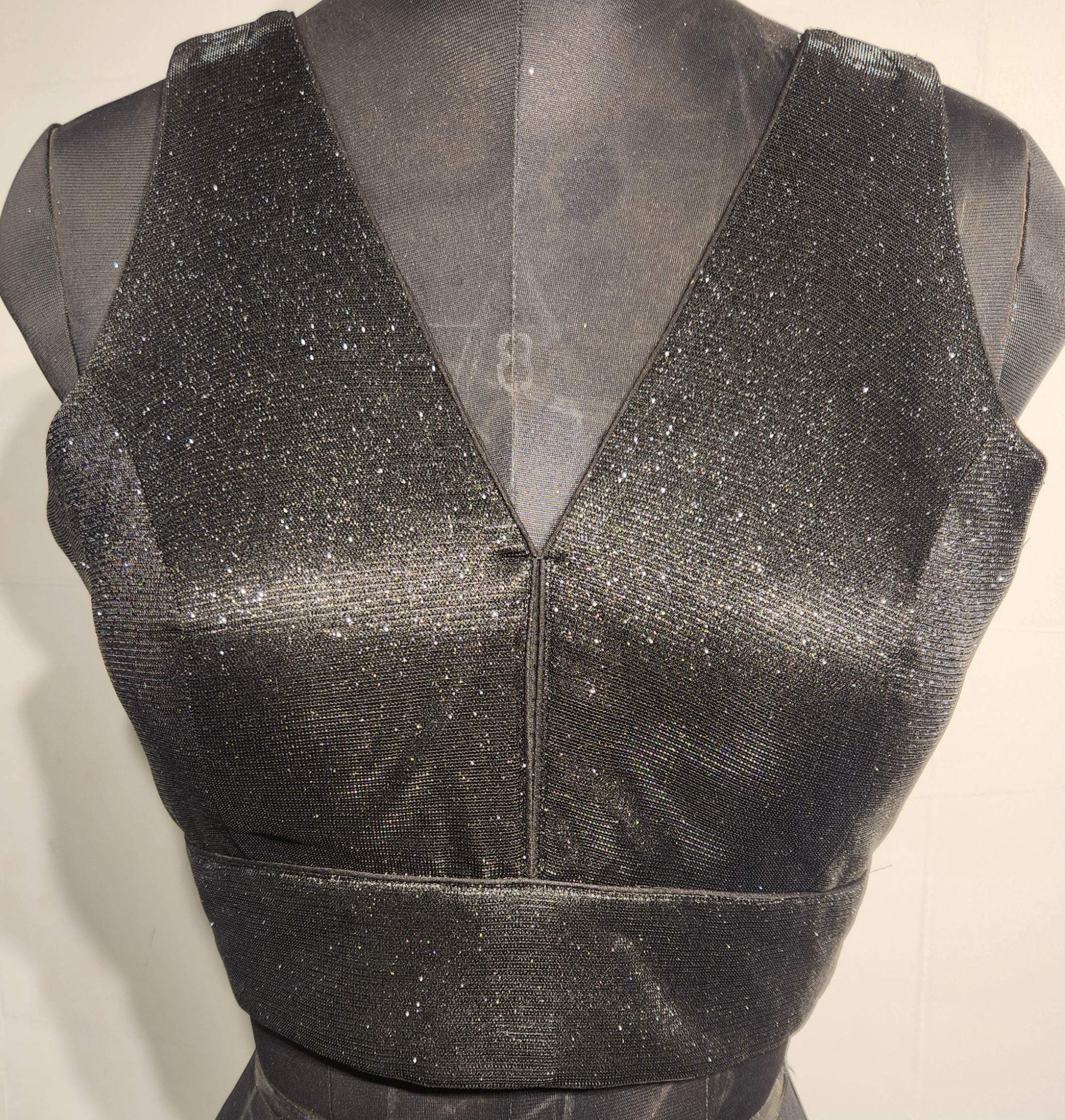 Kia Fashions Black Shimmer Dual Tone Glitter Fabric Readymade Blouse