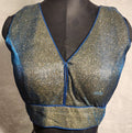 Kia Fashions Blue Golden Dual Tone Glitter Fabric Readymade Blouse