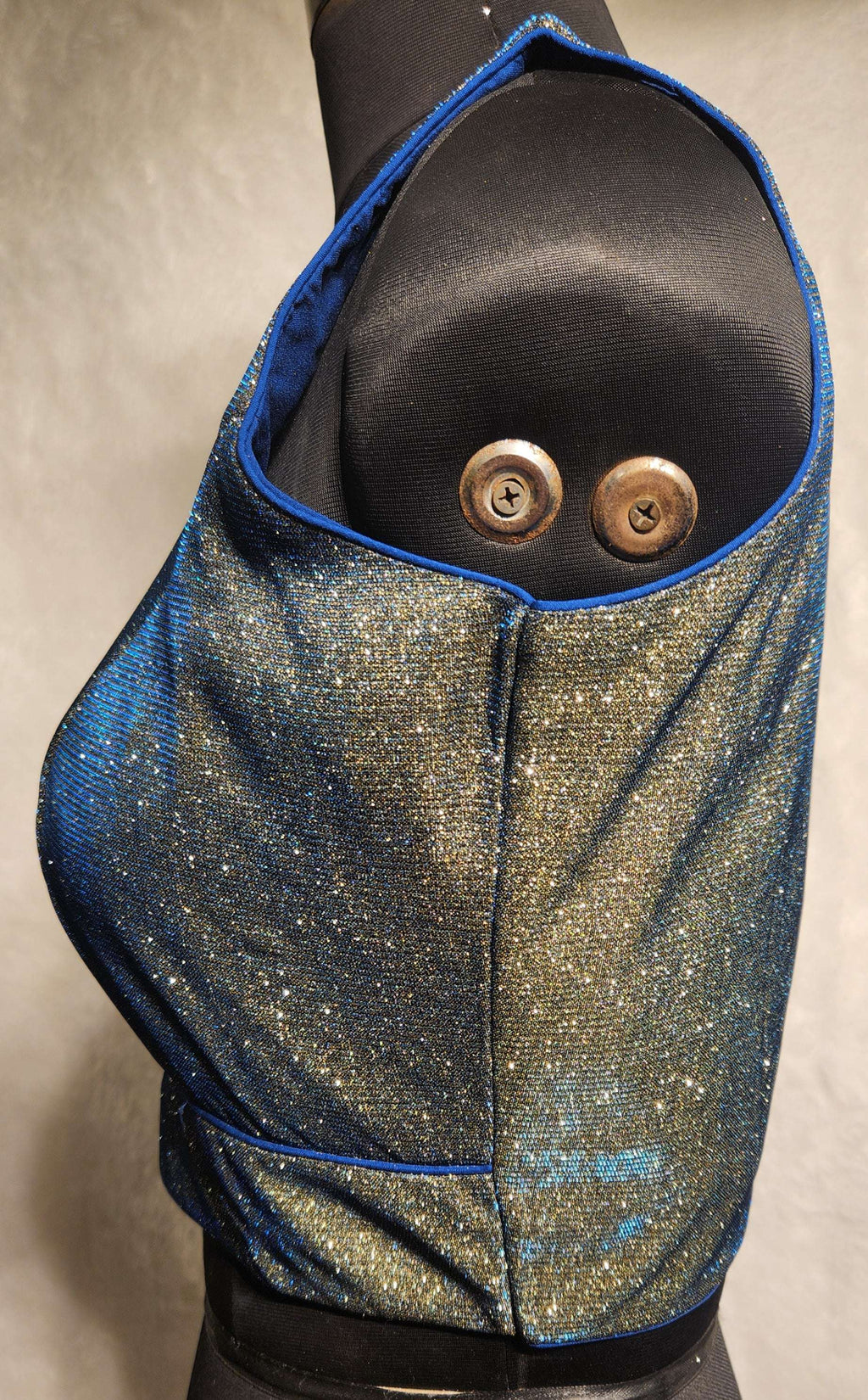 Kia Fashions Blue Golden Dual Tone Glitter Fabric Readymade Blouse