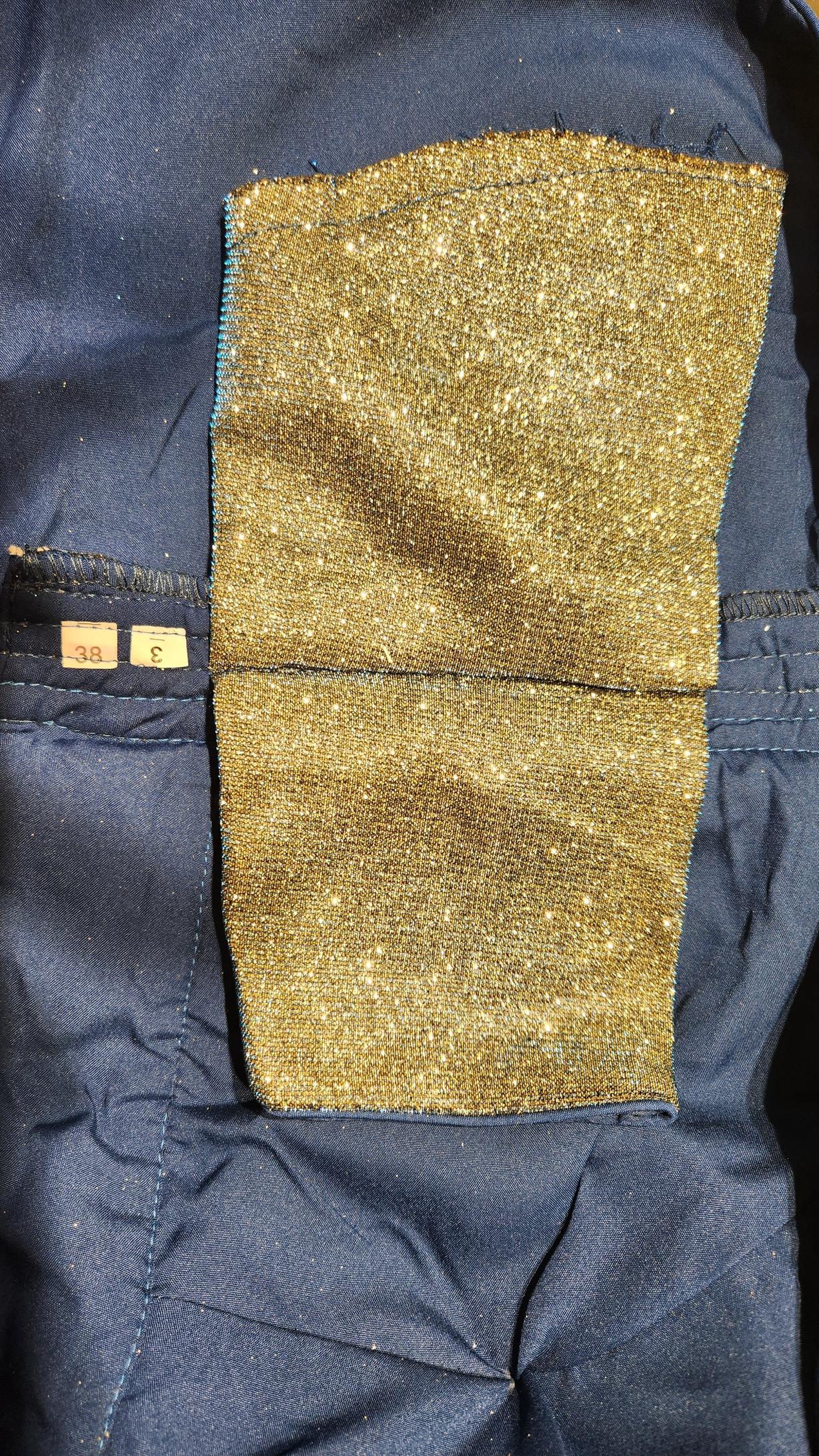 Kia Fashions Blue Golden Dual Tone Glitter Fabric Readymade Blouse