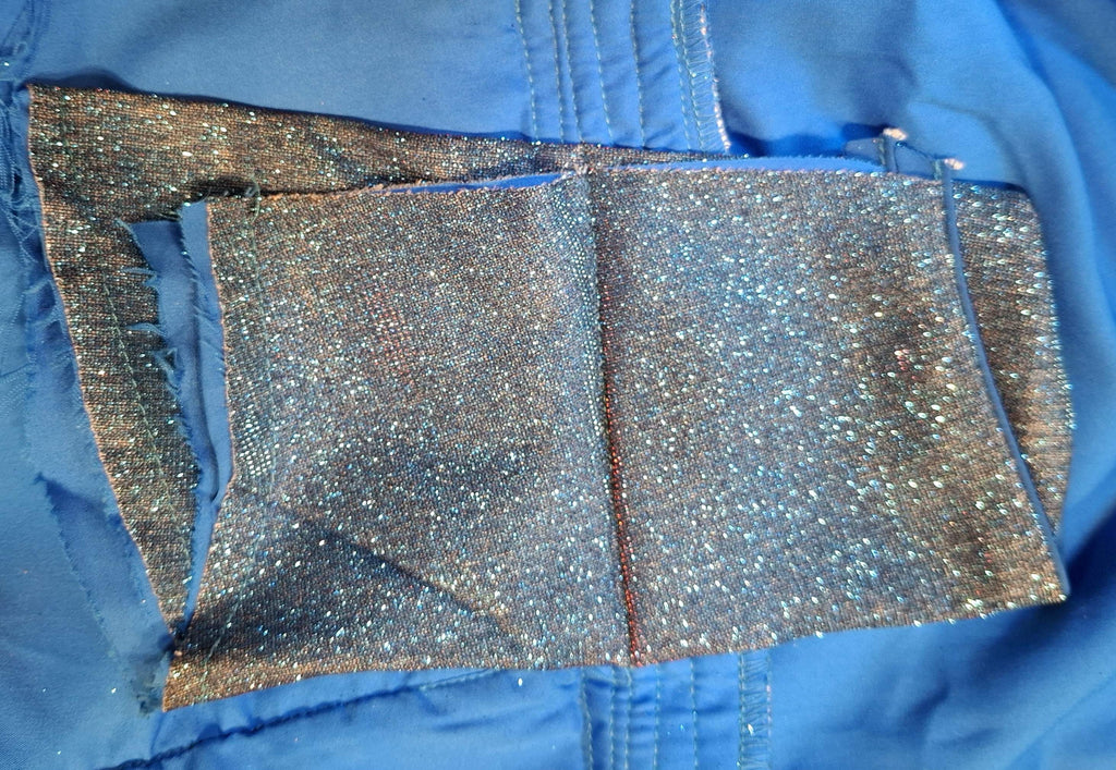Kia Fashions Blue Red Dual Tone Glitter Fabric Readymade Blouse