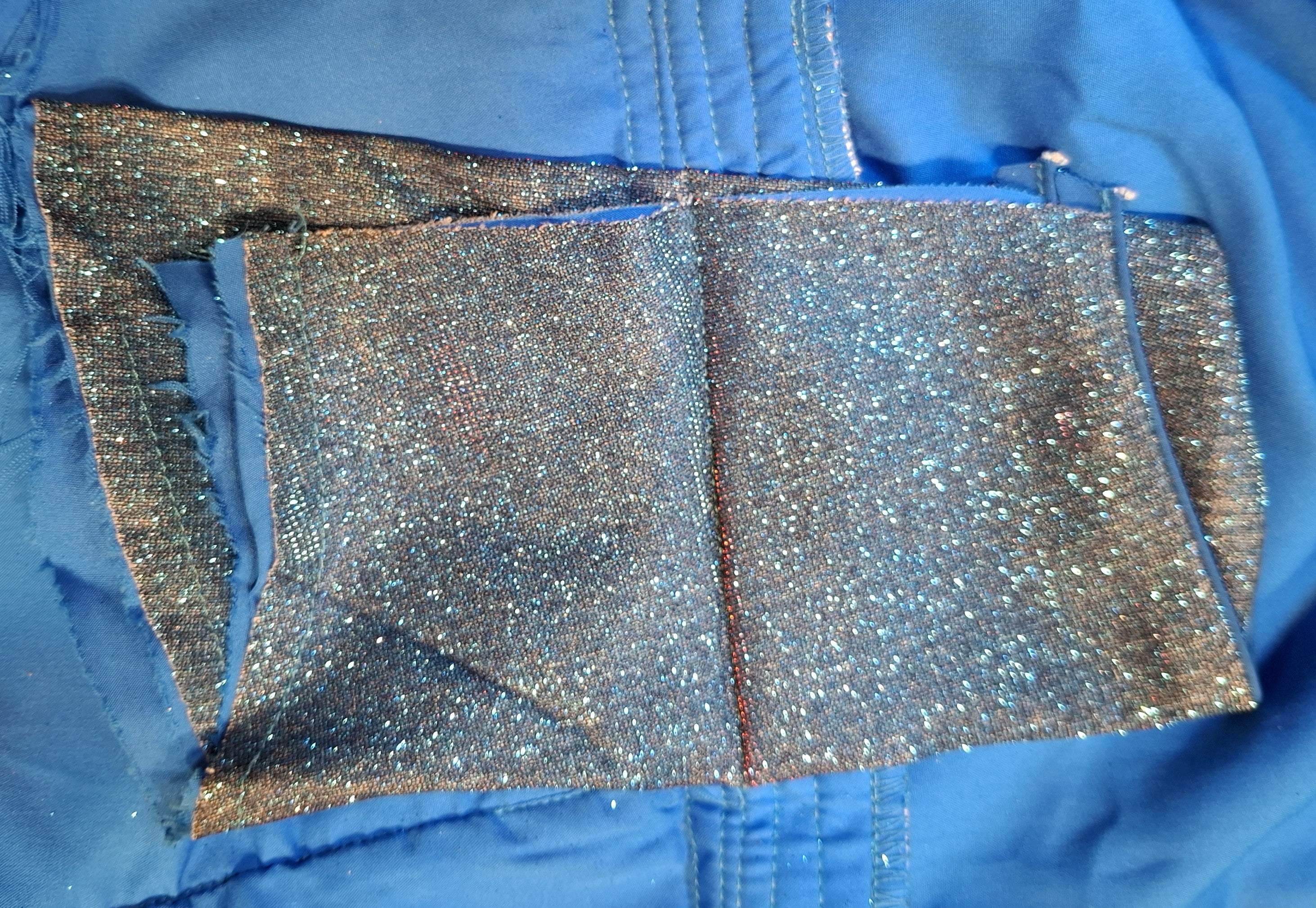 Kia Fashions Blue Red Dual Tone Glitter Fabric Readymade Blouse
