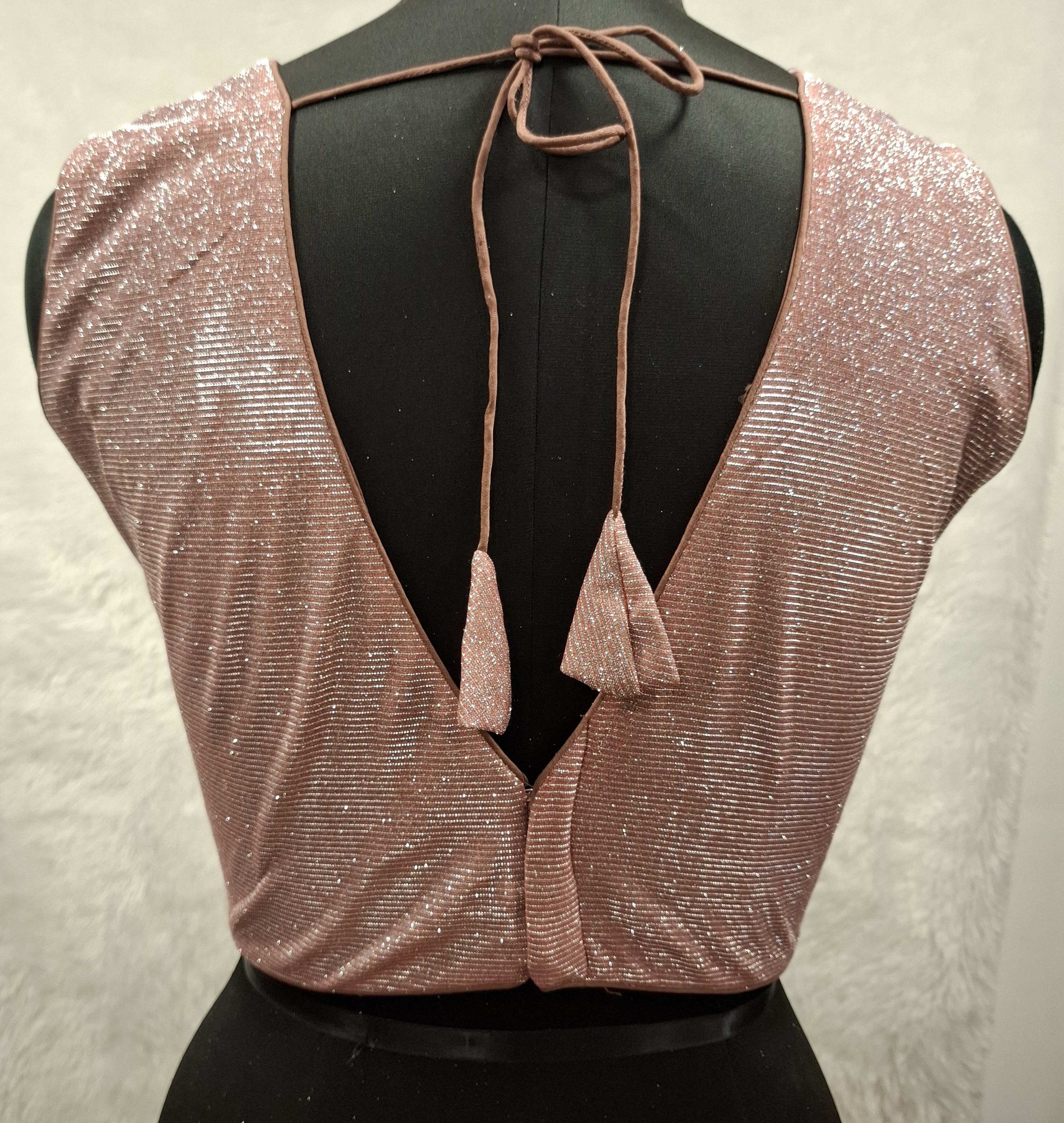 Kia Fashions Dusty Pink Dual Tone Glitter Fabric Readymade Blouse