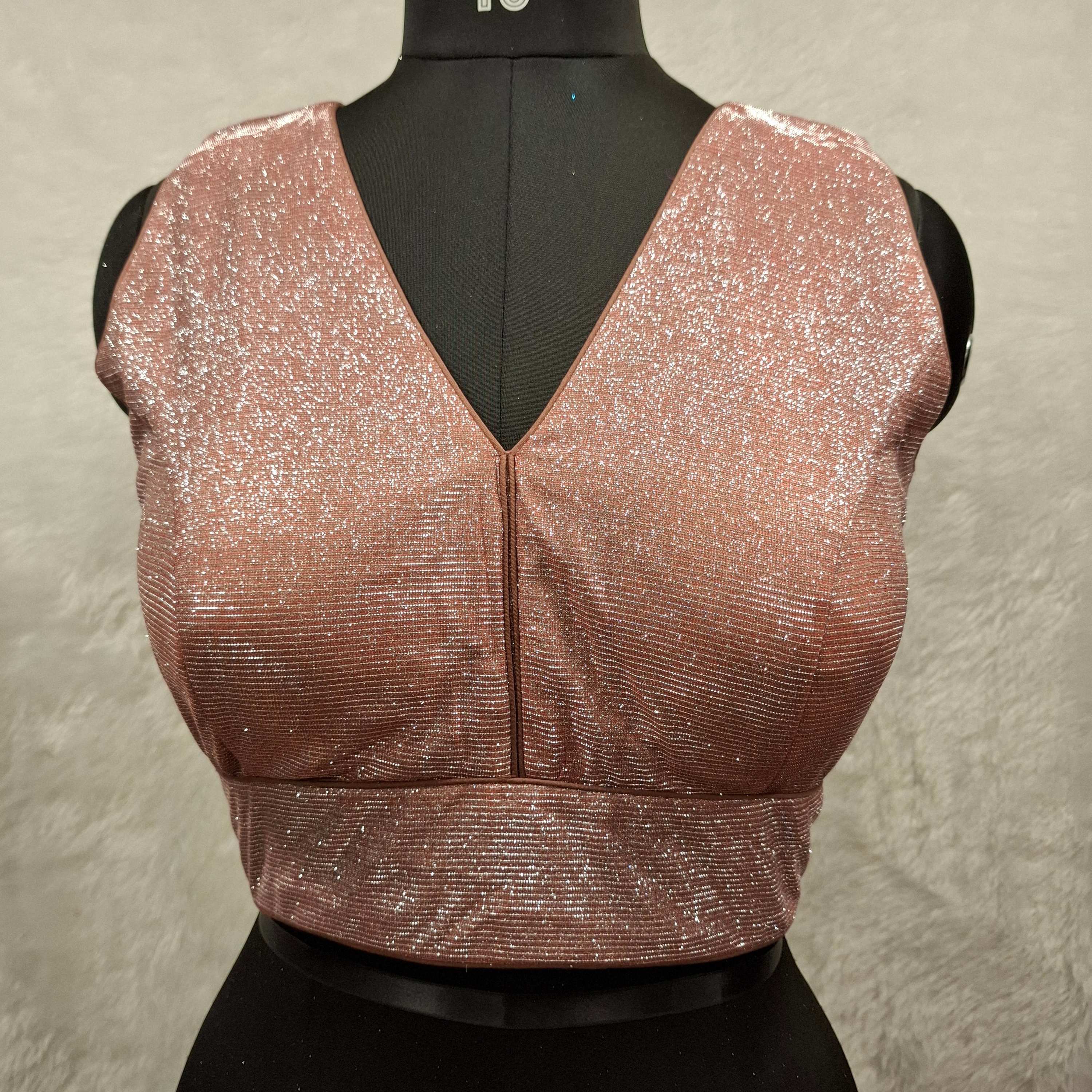 Kia Fashions Dusty Pink Dual Tone Glitter Fabric Readymade Blouse