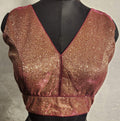 Kia Fashions Maroon Golden Dual Tone Glitter Fabric Readymade Blouse