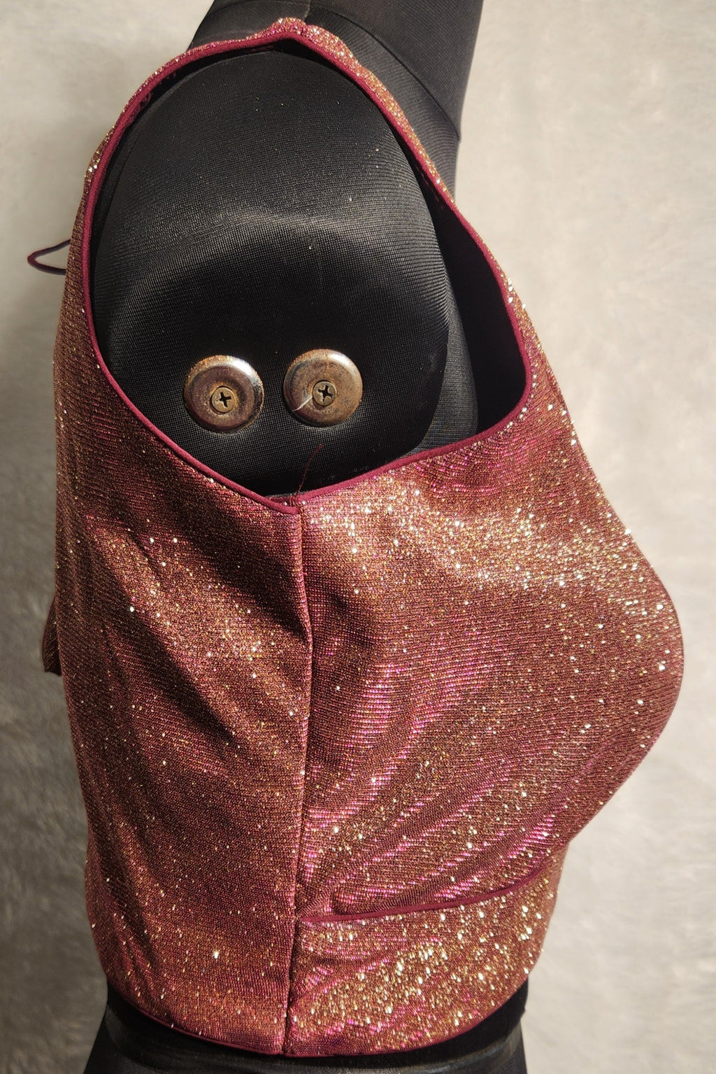 Kia Fashions Maroon Golden Dual Tone Glitter Fabric Readymade Blouse