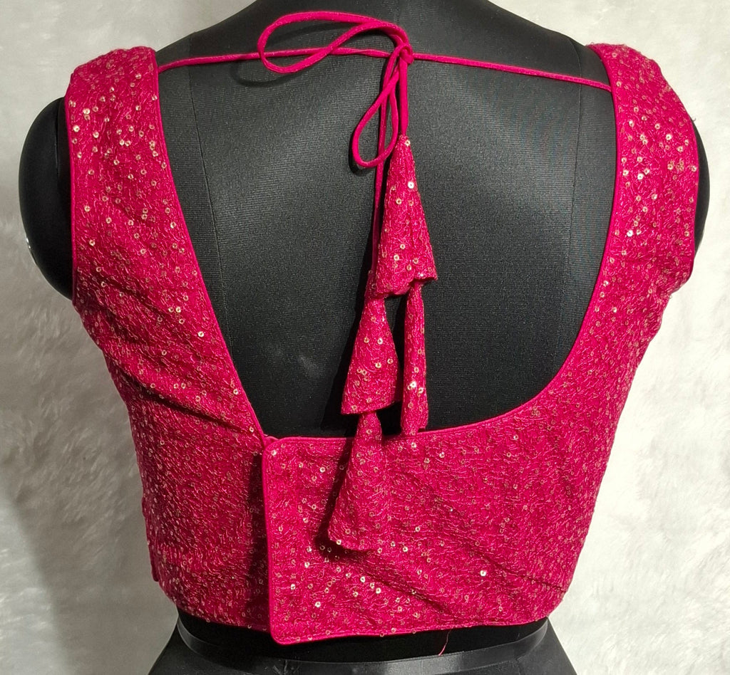 Kia Fashions Hot Pink All Over Golden Sequins Readymade Blouse