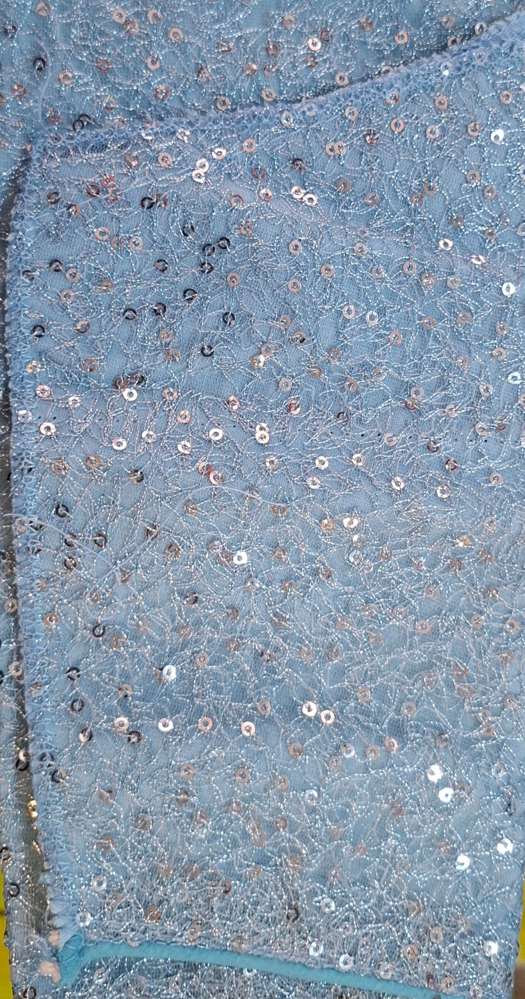 Kia Fashions Powder Blue All Over Silver Sequins Readymade Blouse