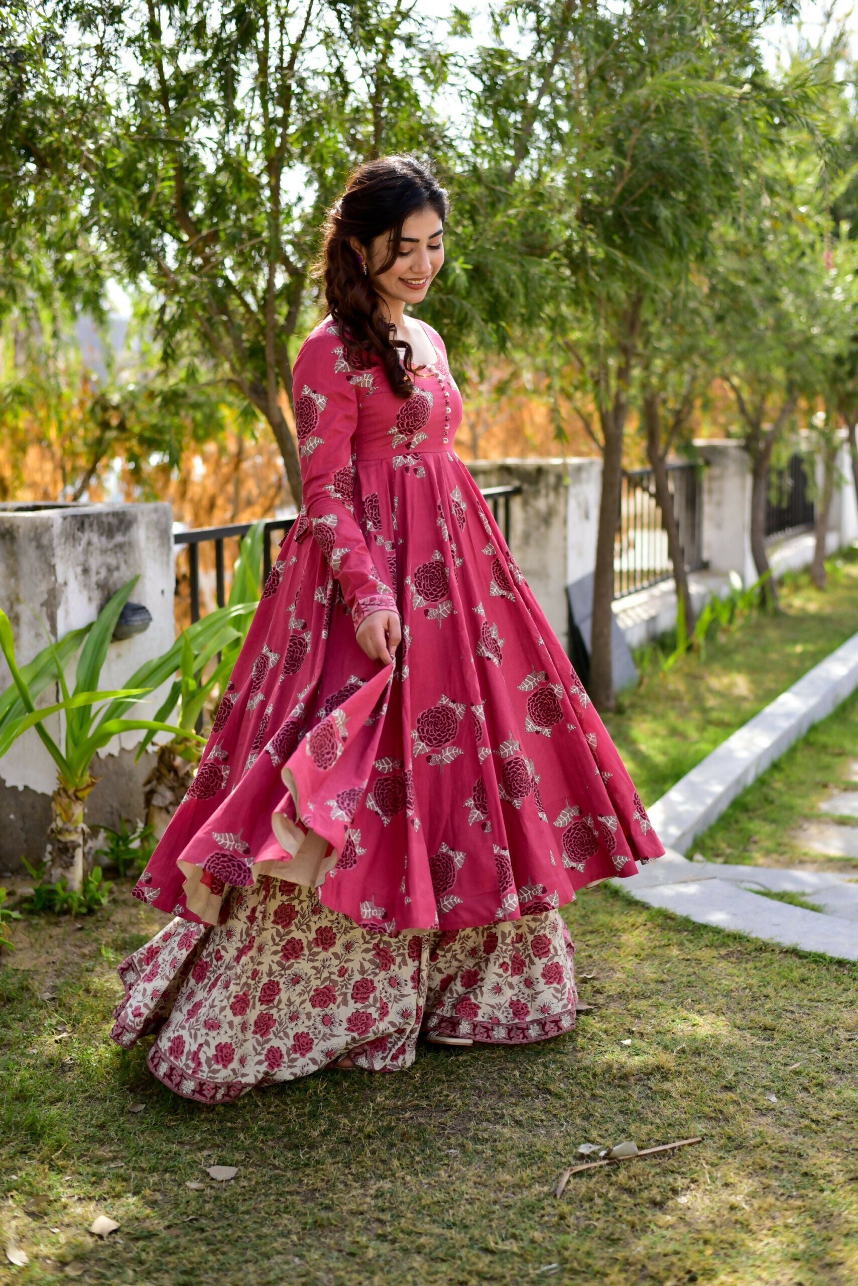 Jyoti Fashion Women's Rani Pink Cotton Silk Heavy Digital Printed Kurta Plazo Set