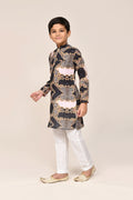 Joban Fashion Cotton Silk Black Kurta With Straight Fit Pant