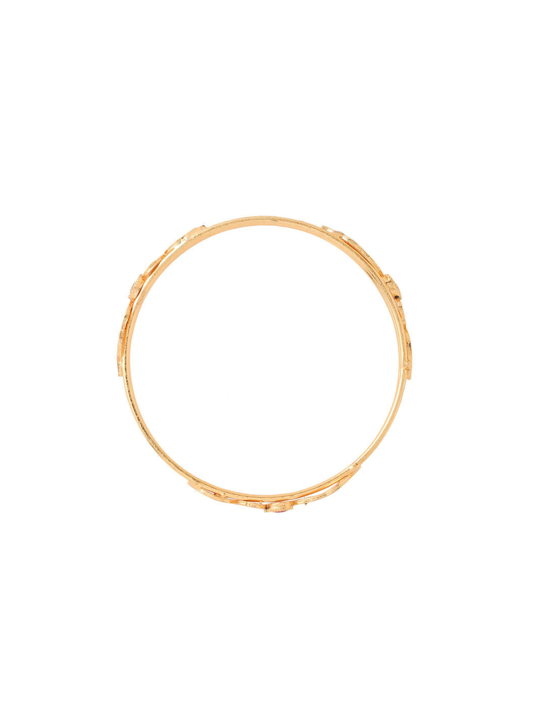 NVR Women Set of 2 Gold-Polished Traditional Daily Use Peacock Design Bangles