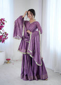 Prazu Fashion Lavender Mal Chanderi Real Mirror With Hand Work Sharara Suit