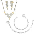 AanyaCentric Gold-Polished Mangalsutra Pendant Earring Set & Silver Plated Anklet